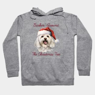 Christmas Maltese Dog in Santa Hat Hoodie